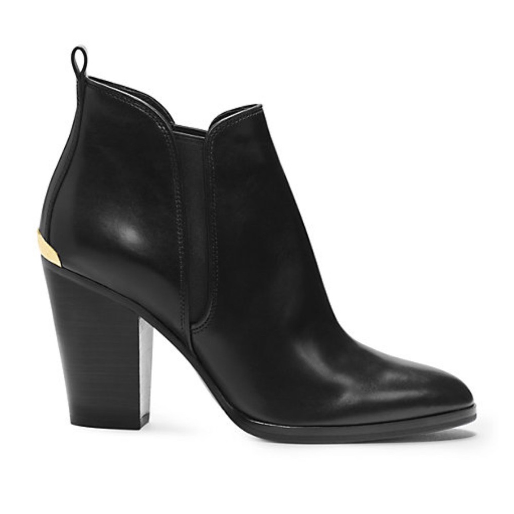 Michael Kors Brandy Black Smooth Leather Ankle Booties